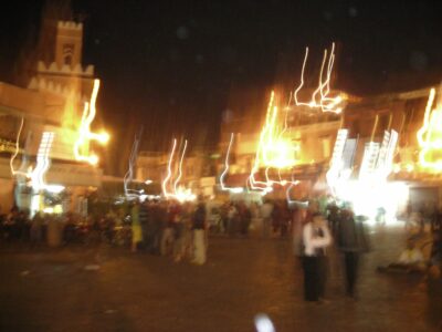 Plaza Jemaa el-Fna de Marrakech, de noche