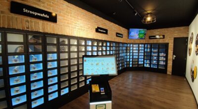 Vending machines de stroopwafels en Gouda — pantalla táctil central
