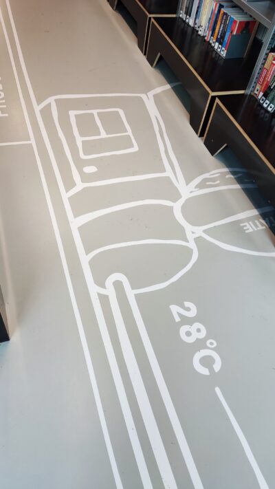 Chocoladefabriek de Gouda — suelo decorado tipo barra de chocolate