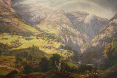 Nasjonalgalleriet — paisaje noruego con arcoíris (J.C. Dahl o Fearnley)